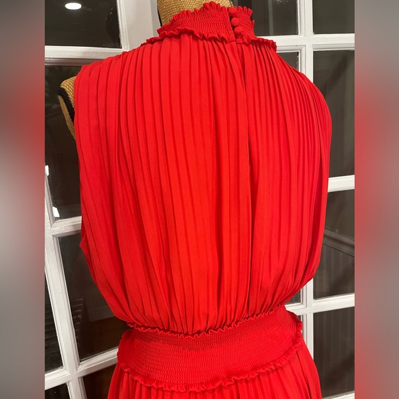 Nanette Lepore Pleated Elastic Waist Lined Dress Red Size 14 - Picture 5 of 10